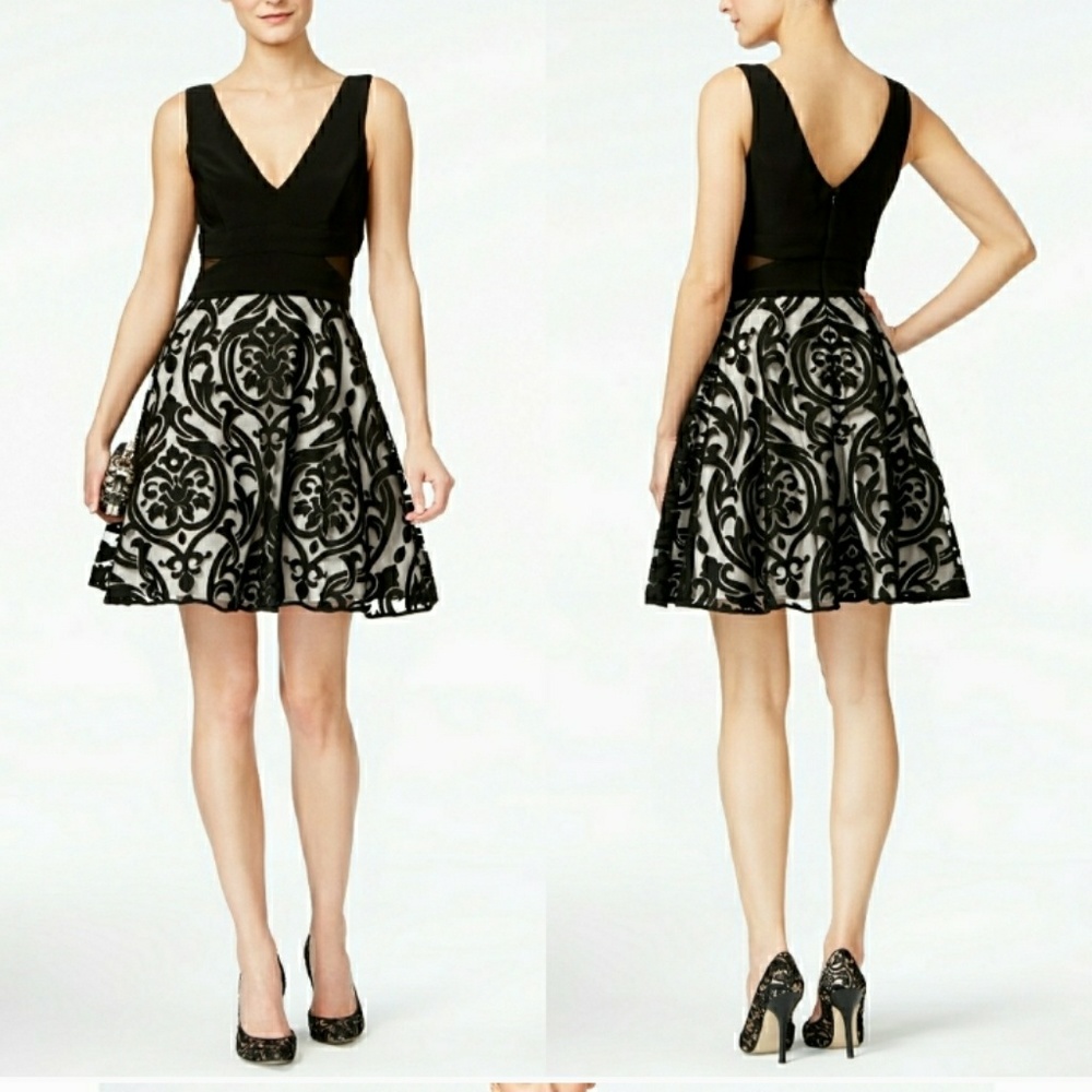 Xscape Black and White Sleeveless Dress new with tags